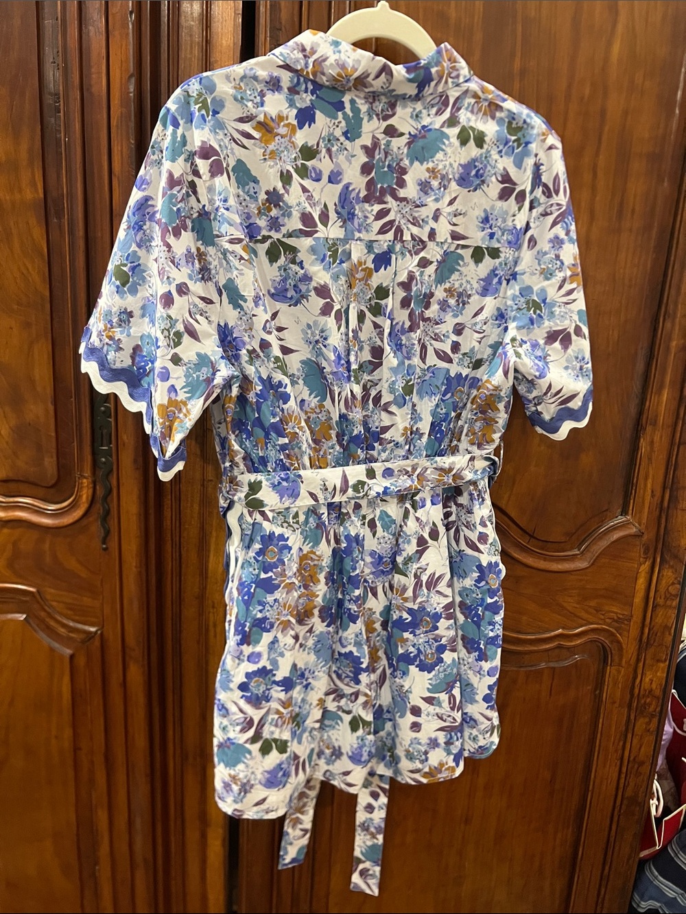 Floral Printed Short Romper in Blue & Purple Size L NEW - Picture 6 of 8